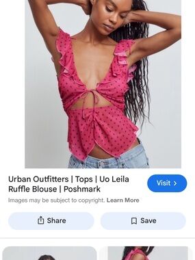 Urban Outfitters Pink Polka Dot Ruffle Tie-Front Leila  Top